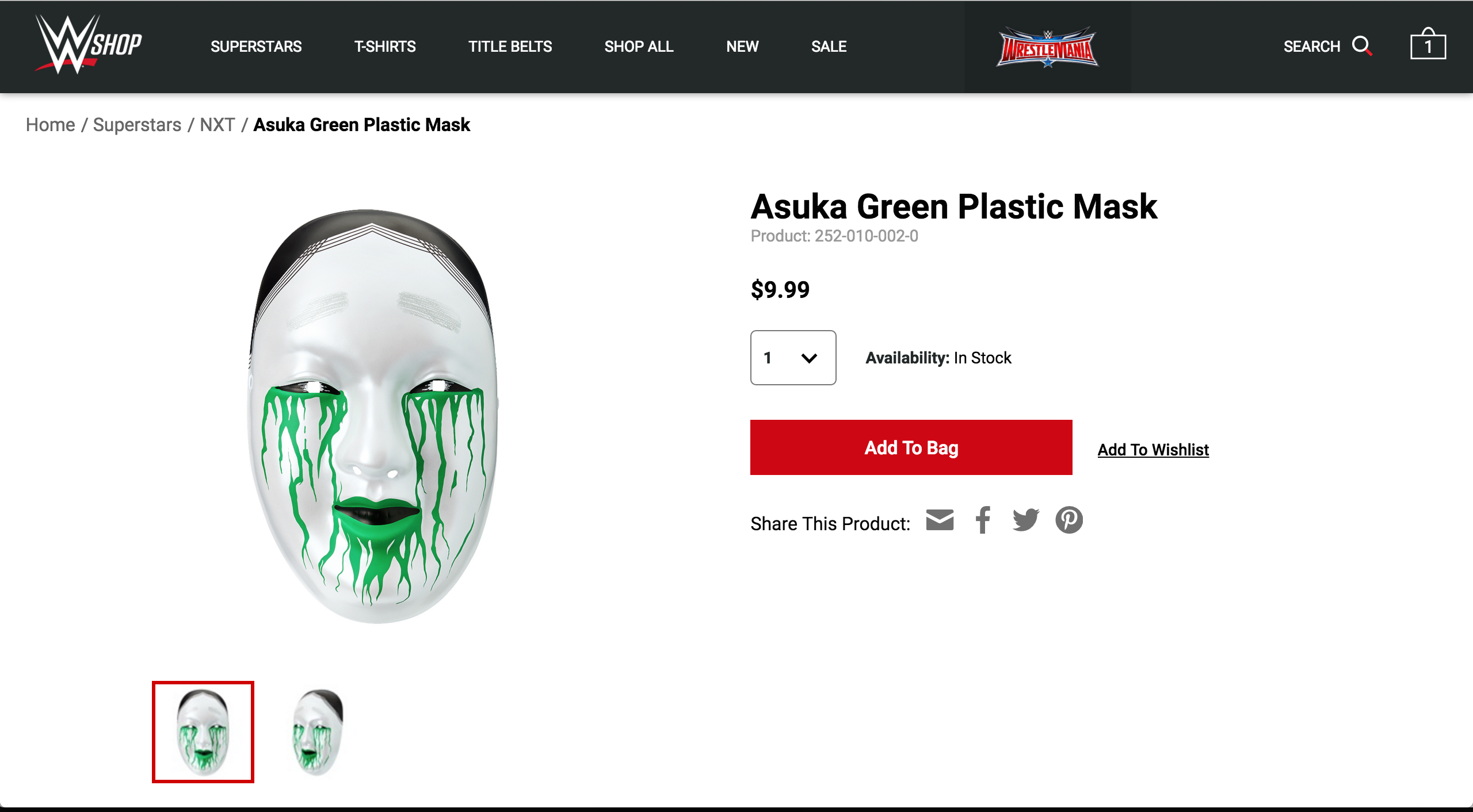 Asuka WWE Shop mask